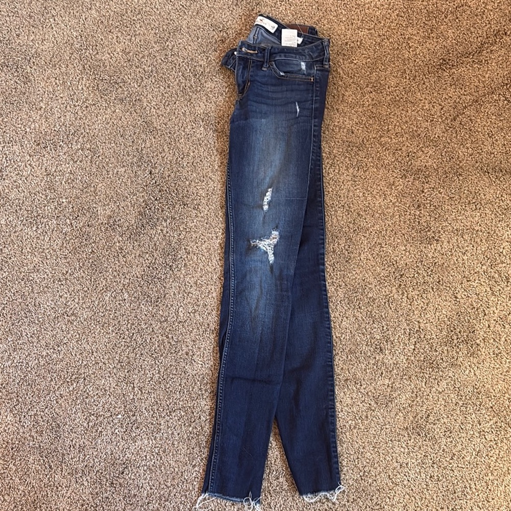 Hollister Dark Blue Distressed Skinny Jeans